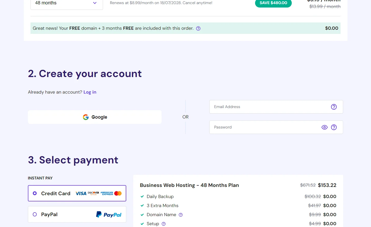 Create an Account with Hostinger