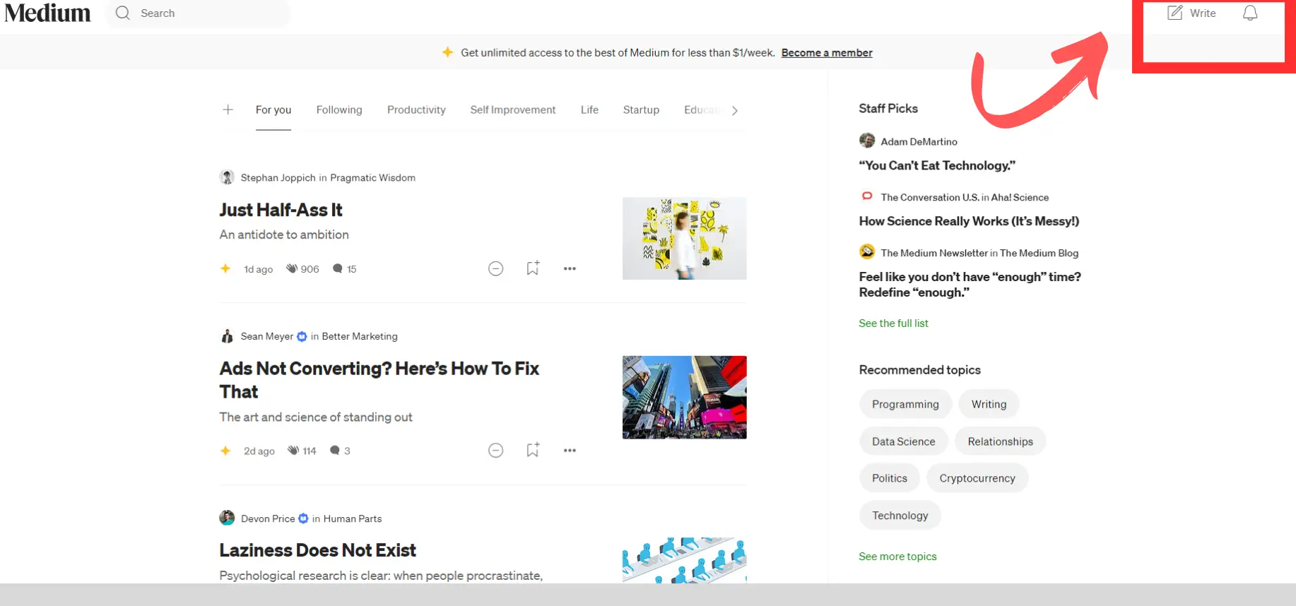 Writting with medium