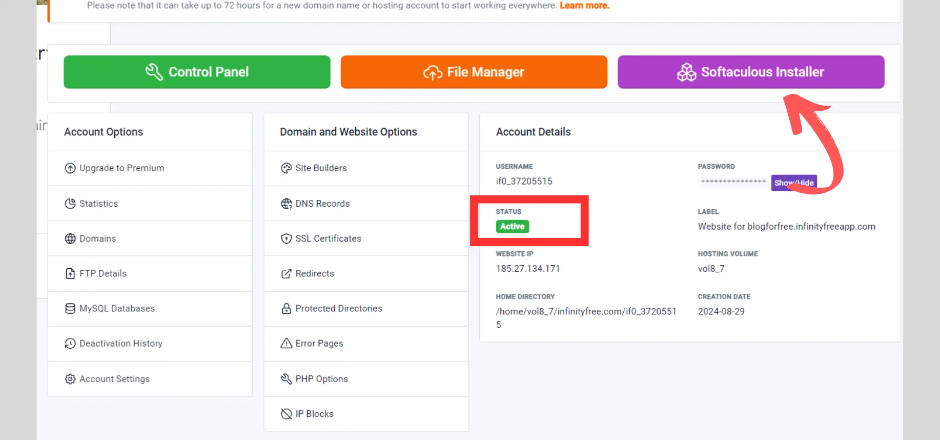 Confirm Your Site is Active - free hosting for blog