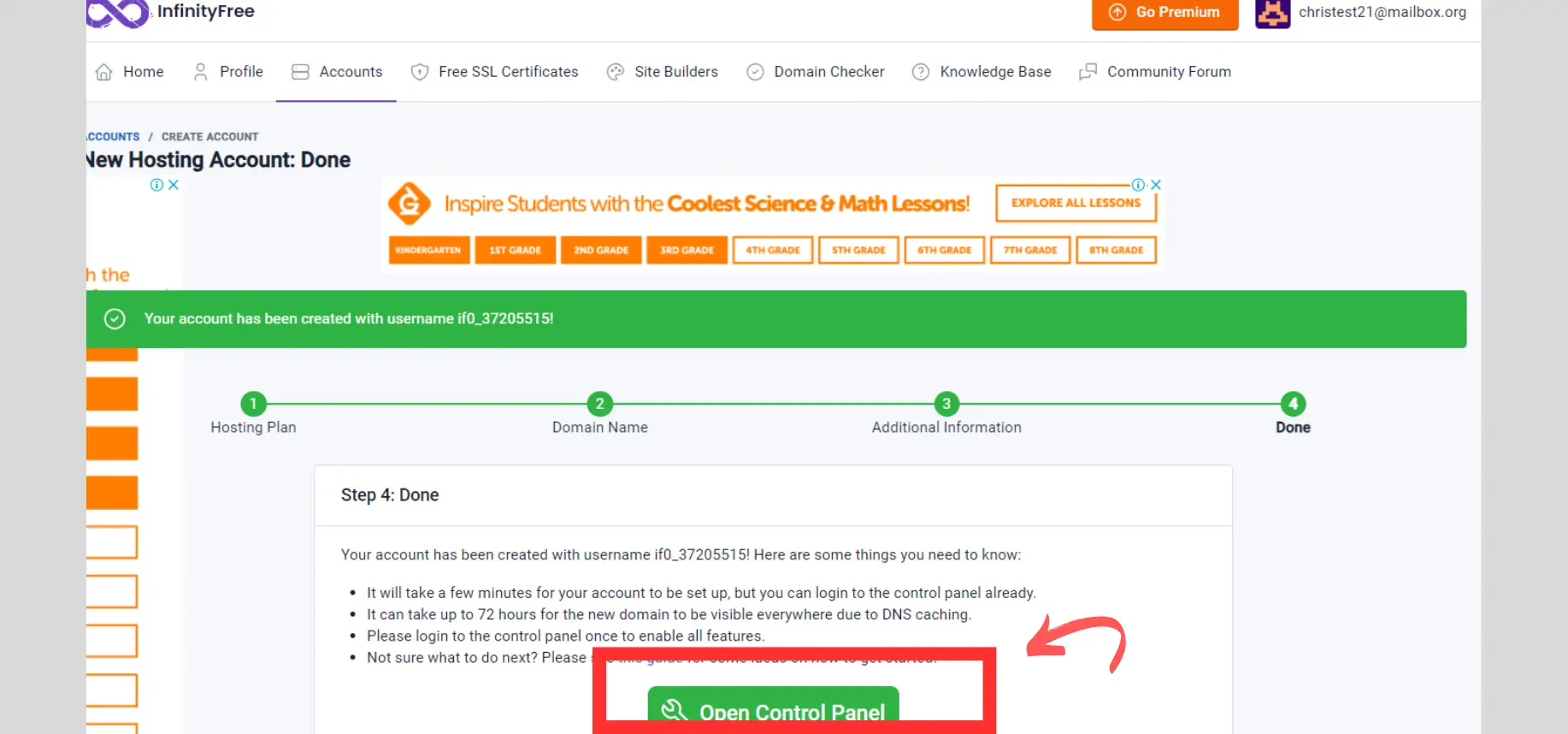 Access Your Control Panel - free hosting for blog